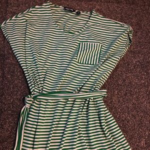 Lands end green striped dress - xl - 18